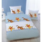 Housse de couette winnie blanc bleu avec taie