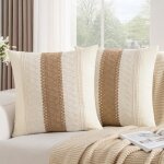 Housse de coussin boh�me - lehring - lot de 2 - 50x50 cm - marron - style boh�me - tissage macram� - ...