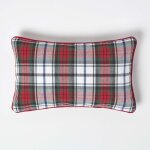Housse de coussin � carreaux �cossais rouge et vert 30 x 50 cm
