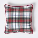 Housse de coussin � carreaux �cossais rouge et vert 45 x 45 cm