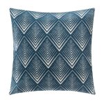 Housse de coussin chenille g�om�trique bleu 40x40 cm