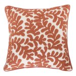 Housse de coussin en coton motif v�g�tal terracotta 40x40 cm