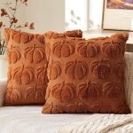Housse de coussin - deco automne - citrouille - 45x45 cm - 2pcs - brun