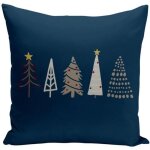 Housse de coussin - fabulous - 40x40 cm - bleu - synth�tique - motifs sapins de no�l