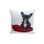 Housse de coussin - fabulous - bouledogue noir et blanc - 40x40 cm - synth�tique - design contemporain ...