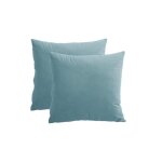 Housse de coussin - home - lot de 2 - velours bleu clair - 45x45 cm - fermeture clair invisible