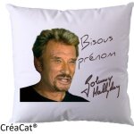 Housse de coussin johnny hallyday chien chat ect - cadeau - personnalisable avec pr�nom et photo