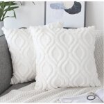 Housse de coussin - luxe - 45x45 cm - blanc - velours - brode - lot de 2