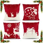 Housse de coussin noel - deco housse decoratifs pour interieur - rouge - 45x45 cm - père noël élans cadeaux ... Housse de coussin noel - deco housse decoratifs pour interieur - rouge - 45x45 cm - père noël élans cadeaux ...