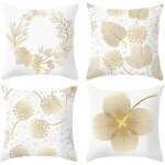 Housse de coussin - zgeer - 45x45cm - velours - feuille dor - blanc