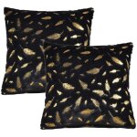 Housse de coussin - non sp�cifi� - 43x43 cm - noir - 2 pcs - motifs en peluche avec plumes