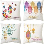 Housses de coussin - ramadan - eid mubarak - 4pcs - 45x45 cm - polyester - design contemporain