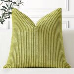Housse coussin velours c�tel� 60x60 cm vert sauge pour clic - clac salon