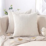 Housse de coussin en velours côtelé - blanc - rectangulaire - uni - extérieur - 45x45cm Housse de coussin en velours côtelé - blanc - rectangulaire - uni - extérieur - 45x45cm