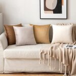 Housse coussin en velours marron rectangulaire uni 45x45 - srie decoration canap salon doux