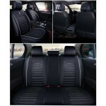 Housses couvre si�ge jeu complet en cuir noir blanc pour audi a3 a4 a5 a6 a8 q2 q3 q5