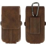 Housse etui ceinture - universel - marron - co - cuir - smartphone jusqu 4. 7 - semi - rigide