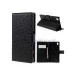 Housse etui coque pochette portefeuille pu cuir pour sony xperia z5 + film ecran - noir