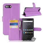 Housse etui portefeuille pour blackberry key2 + film ecran - mauve