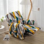 Housse de fauteuil relax extensible 1 place - orange g�om�trie - �l�gant impression - avec poche