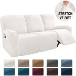 Housse fauteuil relax en velours extensible blanc housse protectrice douce pour canap� 3 places avec ...