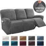 Housse fauteuil relax en velours extensible gris fonc� housse protectrice douce pour canap� 3 places ...