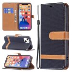 Housse iphone 13 pu cuir portefeuille support tui  rabat magntique folio iphone 13 housse - noir