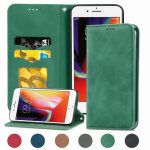 Housse iphone se 2020 tui protection housse flip  rabat classique pu cuir premium housse vert