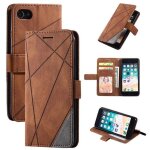 Housse iphone 8 marron - pu cuir portefeuille �tui � rabat avec support antichoc protection motif de ...