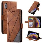 Housse iphone x marron - pu cuir portefeuille �tui � rabat avec support antichoc protection motif de ...