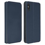 Housse - avizar - iphone xs max - �co - cuir - fonction support - porte - cartes bleu nuit