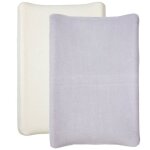 Housse pour matelas à langer Écru / lilas - lot de 2 - eponge - housse matelas à langer 50x70 cm Housse pour matelas à langer Écru / lilas - lot de 2 - eponge - housse matelas à langer 50x70 cm
