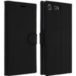 Housse portefeuille - avizar - sony xperia xz premium - noir - coque souple - fonction support