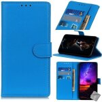 Housse etui portefeuille avec coque intrieure en silicone pour wiko view 4 lite + film ecran - bleu