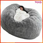 Housse de pouf - akozon - 1500x750 mm - gris / kaki - tissu doux - housse seule (sans remplissage)