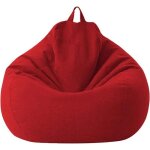 Housse de pouf poire - noname - 100 x 120 cm - rouge - lavable en machine - fermeture clair robuste