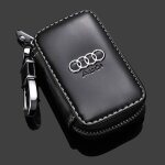Housse de protection de cl de voiture porte cl noir en cuir vritable de voiture tui cls pour audi ...