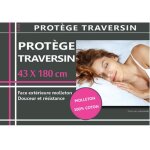 Housse de protection - coton - traversin - 43 x 180 cm - blanc - molleton 100% coton