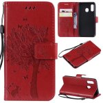 Housse samsung galaxy a40 rouge housse en pu cuir avec portefeuille et support galaxy a40 housse
