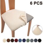 Housses de si�ge de chaise extensibles - pzcc - 6 pi�ces - jacquard - beige - lavable en machine - anti ...