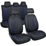 Housses de siege pour dacia duster - ensemble de housses - couleur premium carrés noirs bande bleu Housses de siege pour dacia duster - ensemble de housses - couleur premium carrés noirs bande bleu