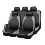Housse de siège voiture - mioloe - universelle - 9 pièces - cuir pu - noir et gris Housse de siège voiture - mioloe - universelle - 9 pièces - cuir pu - noir et gris