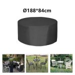 Housse de table ronde housse de protection pour mobilier de jardin dextérieur Ø188 * 84cm noir Housse de table ronde housse de protection pour mobilier de jardin dextérieur Ø188 * 84cm noir