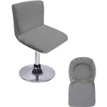 Housse de tabouret de bar gris 2 pi�ces avec dossier extensible pour chaise de salle � manger courte ...