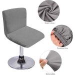 Housse pour tabouret de cuisine gris 2pcs / housses de tabouret de bar avec dossier extensible couvertur ...