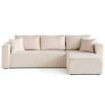 Housse en velours c�tel� pour canap� d�houssable topaze - beige