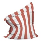 Housse vide de pouf ray� xxl imperm�able 180x145 cm argile et blanc - oviala