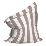 Housse vide de pouf ray� xxl imperm�able 180x145 cm taupe et blanc - oviala