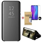Housse xiaomi redmi note 8 cuir avec protection dcran film et support ultra mince doux luxe miroir tui ...
