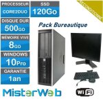 Hp 6000 core2duo - ssd 120go - hdd 500go - ram 8go - windows 10 - wifi - ordinateur de bureau
